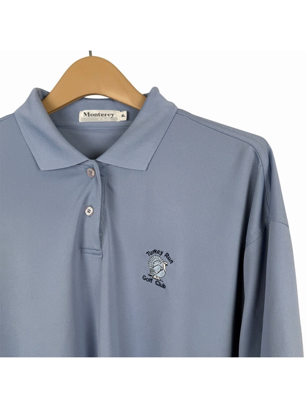 Monterey Club Mens XL Blue Turkey Run Golf Club Performance Polo Shirt